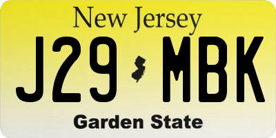 NJ license plate J29MBK