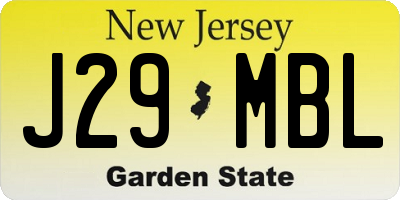NJ license plate J29MBL