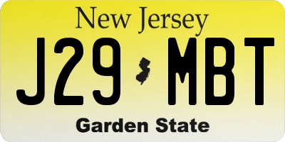NJ license plate J29MBT
