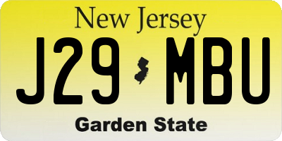 NJ license plate J29MBU