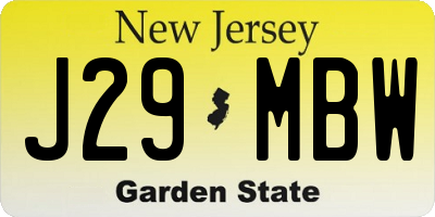 NJ license plate J29MBW