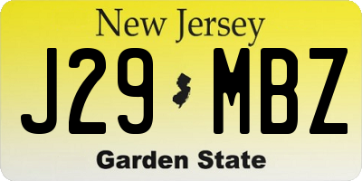 NJ license plate J29MBZ