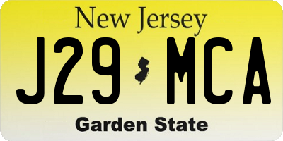 NJ license plate J29MCA