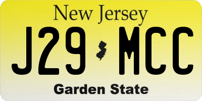 NJ license plate J29MCC