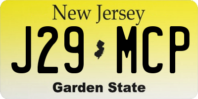 NJ license plate J29MCP