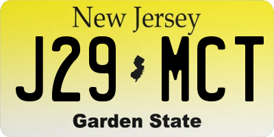 NJ license plate J29MCT