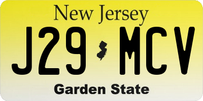 NJ license plate J29MCV