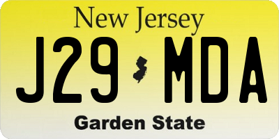 NJ license plate J29MDA