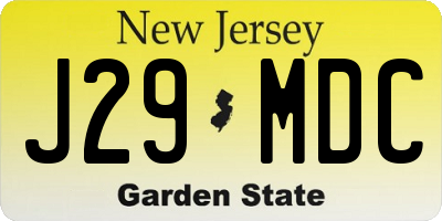 NJ license plate J29MDC