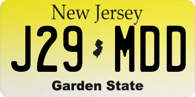 NJ license plate J29MDD