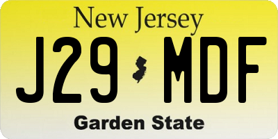 NJ license plate J29MDF
