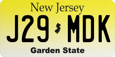 NJ license plate J29MDK