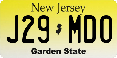 NJ license plate J29MDO