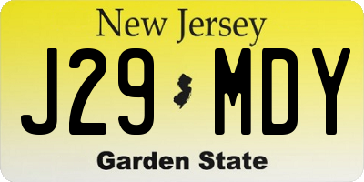 NJ license plate J29MDY