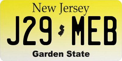 NJ license plate J29MEB