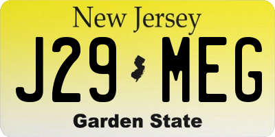 NJ license plate J29MEG