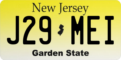 NJ license plate J29MEI