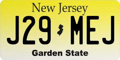NJ license plate J29MEJ