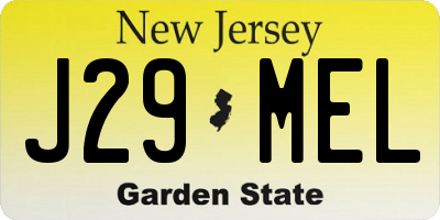 NJ license plate J29MEL