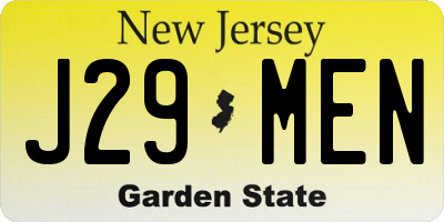 NJ license plate J29MEN
