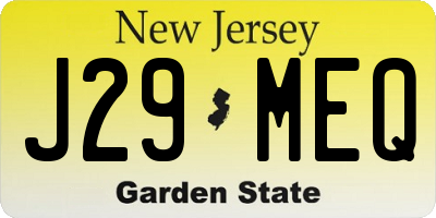 NJ license plate J29MEQ