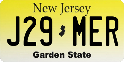NJ license plate J29MER