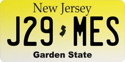 NJ license plate J29MES