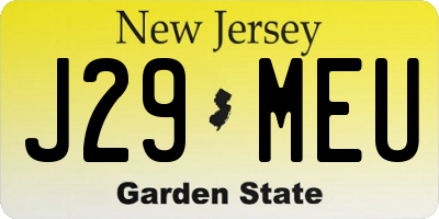 NJ license plate J29MEU