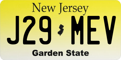 NJ license plate J29MEV