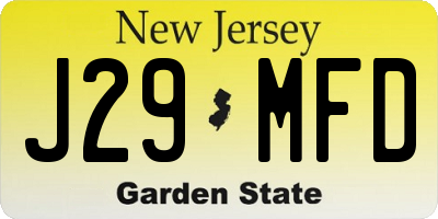 NJ license plate J29MFD