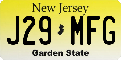 NJ license plate J29MFG