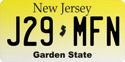 NJ license plate J29MFN