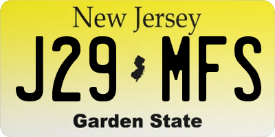 NJ license plate J29MFS