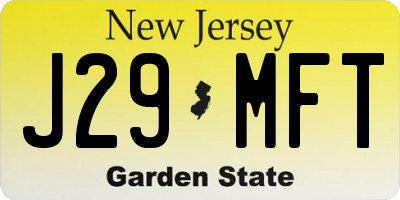NJ license plate J29MFT