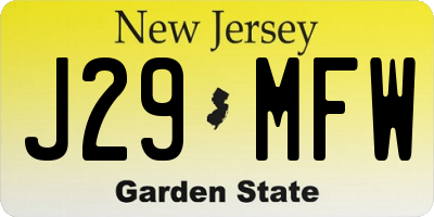 NJ license plate J29MFW