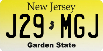 NJ license plate J29MGJ