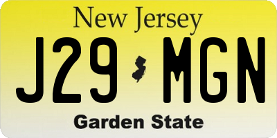 NJ license plate J29MGN