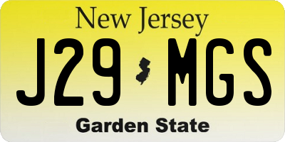 NJ license plate J29MGS