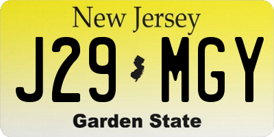 NJ license plate J29MGY