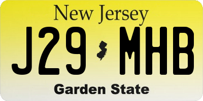 NJ license plate J29MHB
