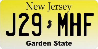 NJ license plate J29MHF
