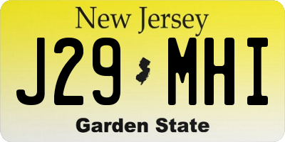 NJ license plate J29MHI