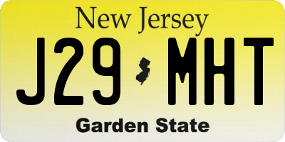 NJ license plate J29MHT