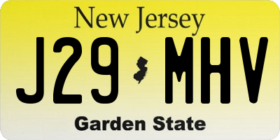 NJ license plate J29MHV