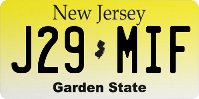 NJ license plate J29MIF