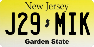 NJ license plate J29MIK