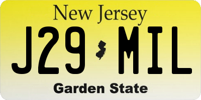 NJ license plate J29MIL