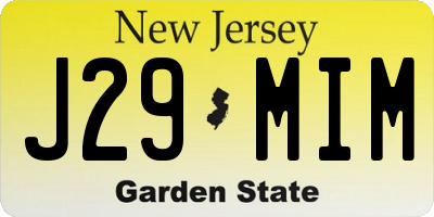 NJ license plate J29MIM