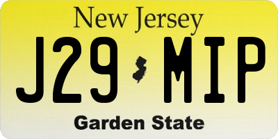 NJ license plate J29MIP
