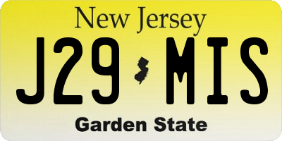 NJ license plate J29MIS